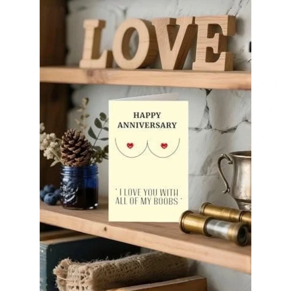 Funny Happy Anniversary Card I Love You With All Of My Boobs Red‎ Envelope New
